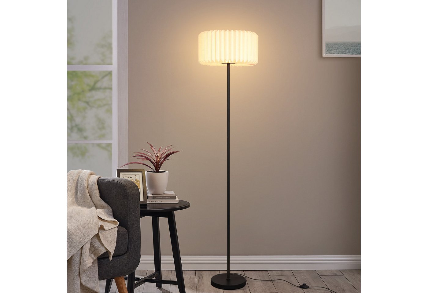 ZMH LED Stehlampe Vintage Stehleuchte Wohnzimmer ampenschirm Papier, LED fest integriert ZMH LED Stehlampe Vintage Stehleuchte Wohnzimmer ampenschirm Papier, LED fest integriert von ZMH
