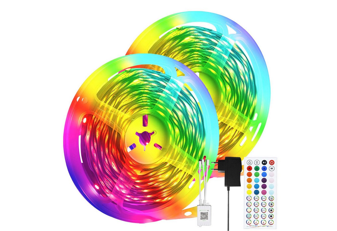 ZMH LED-Streifen RGB einstellbar mit Fernbedienung App LED-Streifen, 2-flammig, Music Sync ZMH LED-Streifen RGB einstellbar mit Fernbedienung App LED-Streifen, 2-flammig, Music Sync von ZMH