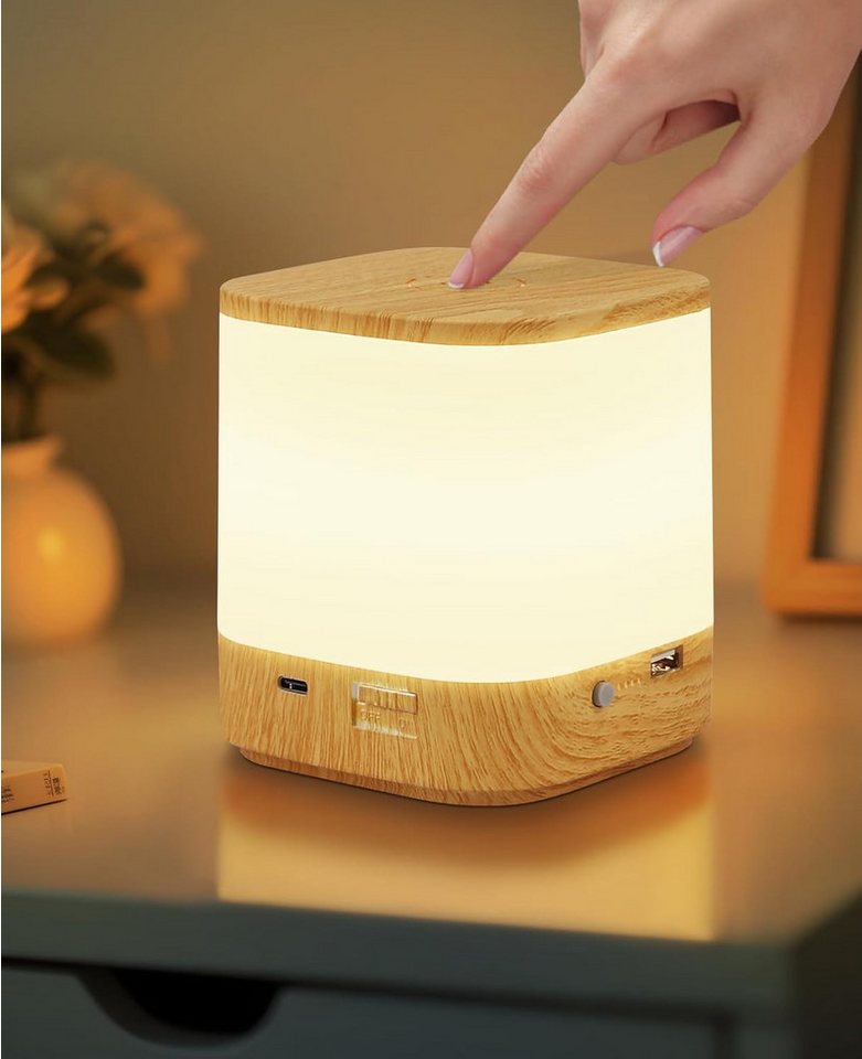 ZMH LED Tischleuchte Akku 1800mAH Touch Dimmbar Nachttischlampe Kabellos Schlafzimmer, Augenschutz, LED fest integriert, 3000-6500K, USB Aufladbar mit 3 Farbtemperatur&Timing Funktion Nachtlicht von ZMH