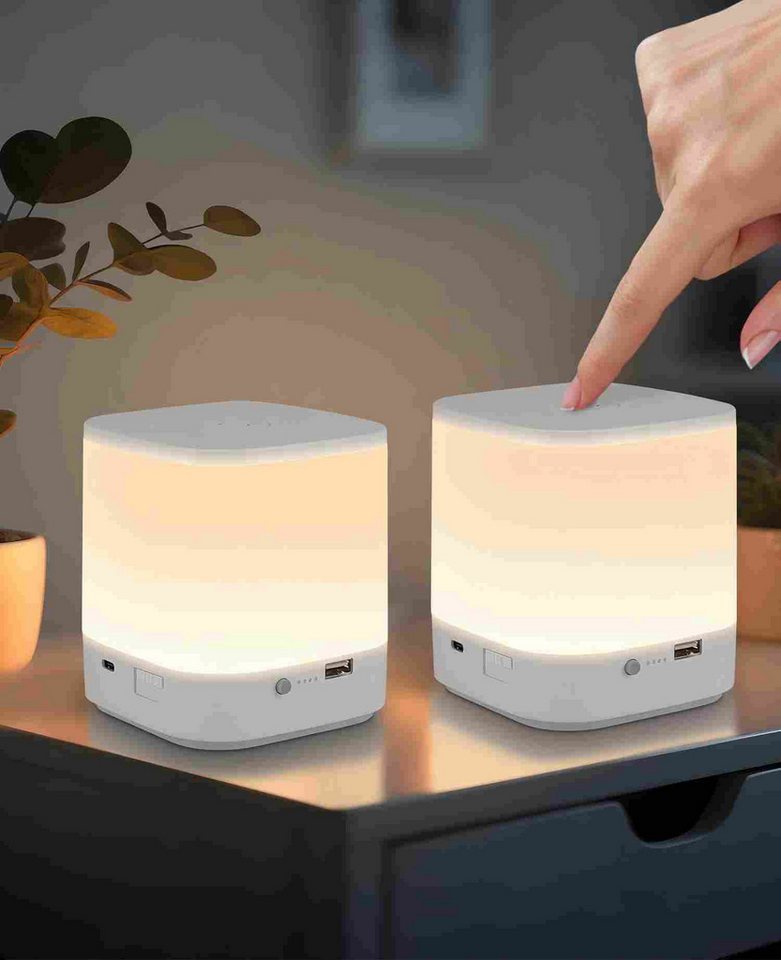 ZMH LED Tischleuchte Akku 1800mAH Touch Dimmbar Nachttischlampe Kabellos Schlafzimmer, Augenschutz, LED fest integriert, 3000-6500K, USB Aufladbar mit 3 Farbtemperatur&Timing Funktion Nachtlicht von ZMH
