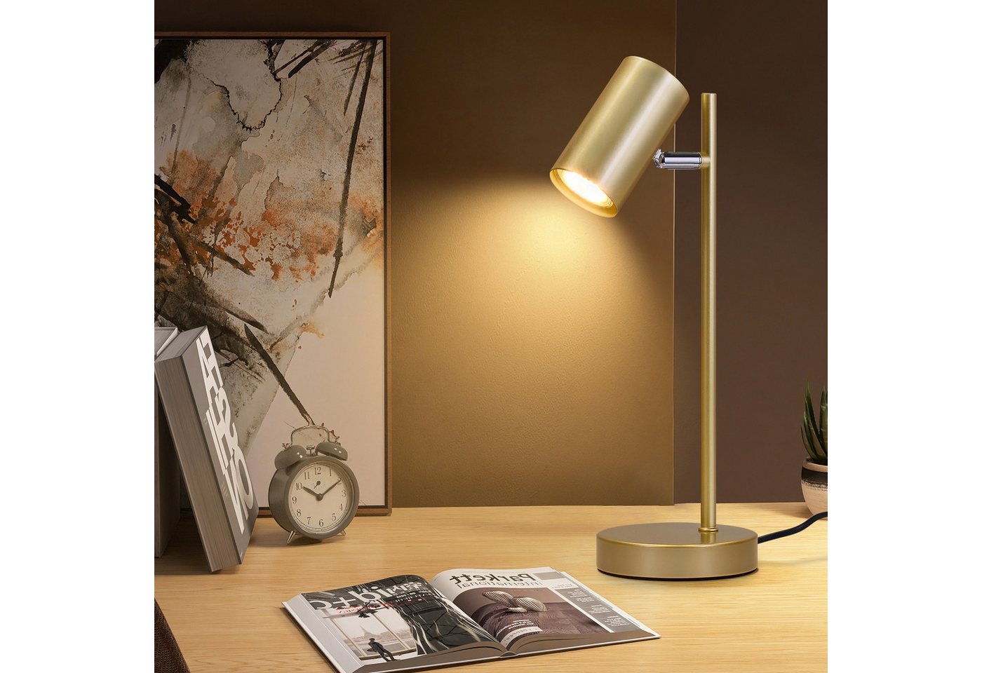 ZMH LED Tischleuchte GU10 Nachttischlampe Schwenkbar 350° Tischlampe für Schreibtisch, flexibel, ohne Leuchtmittel, Modern schwarz/weiß/gold Schreibtischlampe Leselampe mit Arbeitszimmer von ZMH