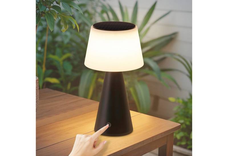 ZMH LED Tischleuchte Kabellos Solar Akku Modern Touch Dimmbar Nachttischlampe Wohnzimmer, Augenschutz, Einfache Installtion, LED fest integriert, 3000-5000K, mit USB Batterie 3600mhA Aufladbar Tischlampen Outdoor von ZMH