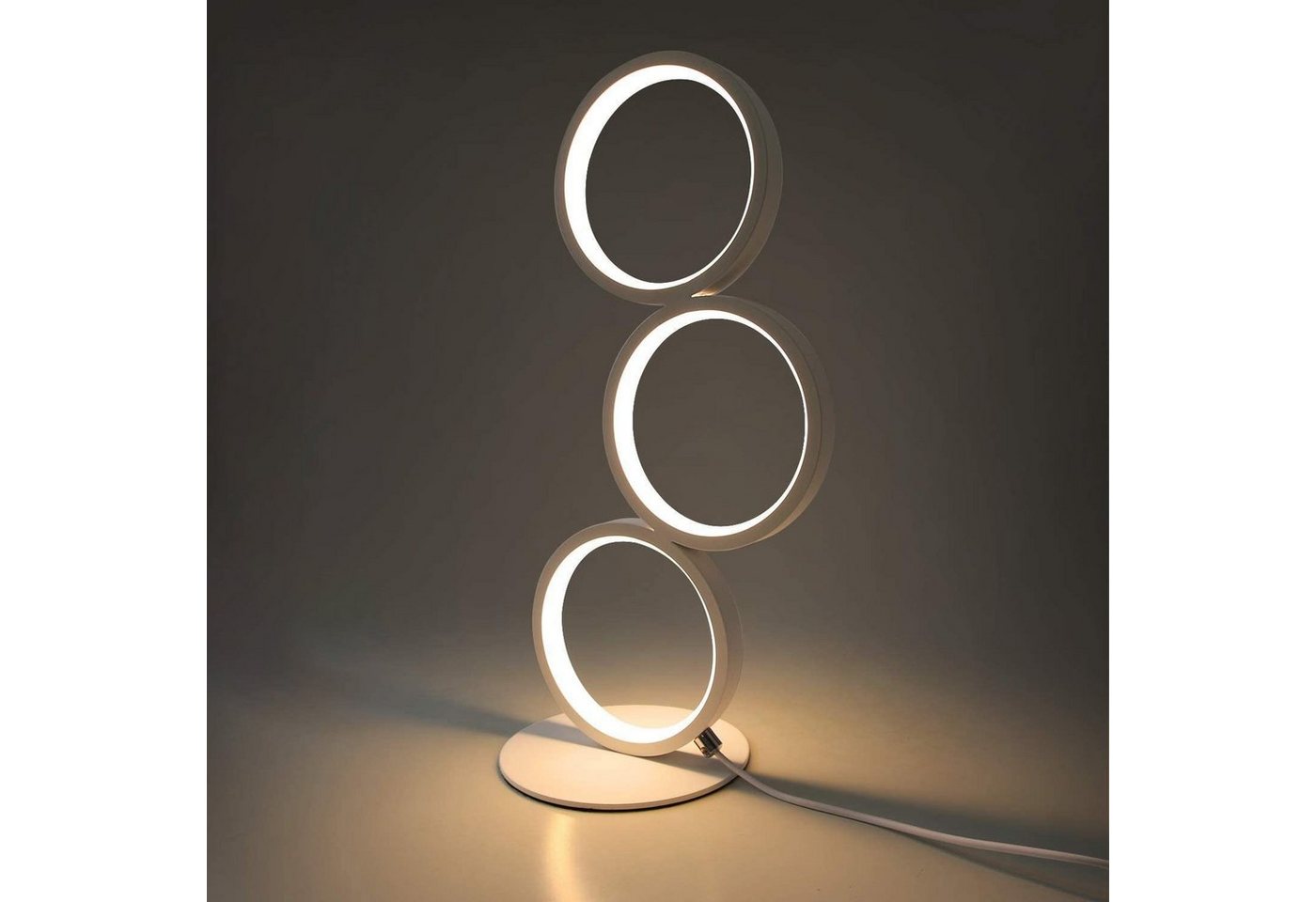 ZMH LED Tischleuchte Modern Nachttischlampe Ring Aluminium Deko Nachtlampe, Dimmbar, LED fest integriert, warmweiß-kaltweiß, Weiß von ZMH