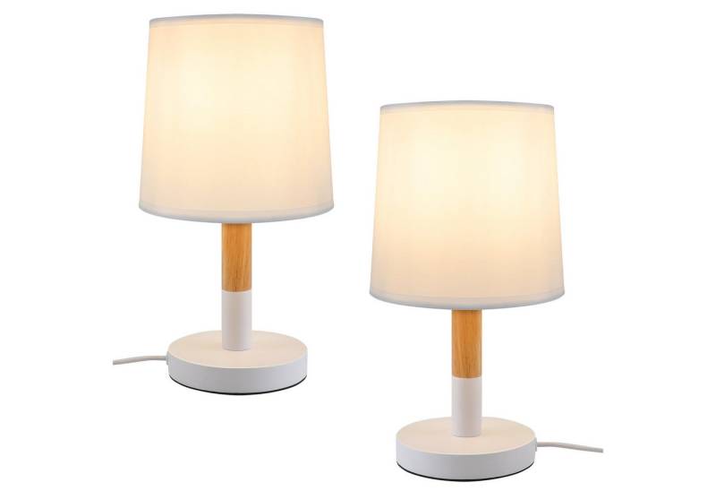 ZMH LED Tischleuchte Nachttischlampe Tischleuchte Holz - Tischlampe Schlafzimmer E27, LED fest integriert von ZMH