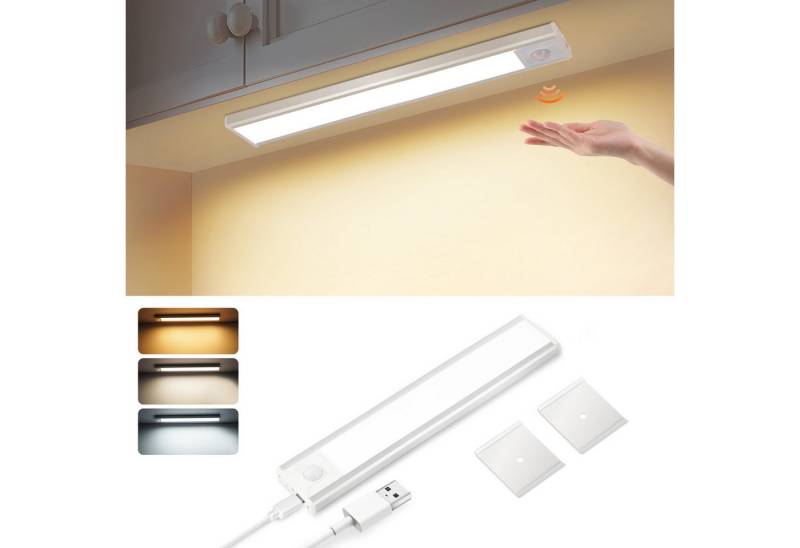 ZMH LED Unterbauleuchte mit Bewegungsmelder Aufladbar Schranklicht USB 1500mAh Flur Cabinet, Augenschutz, Einfache Installtion, LED fest integriert, 3000-6500K, 20CM Dimmbar 3 Farbtemperatur Schrankleuchte Schlafzimmer von ZMH