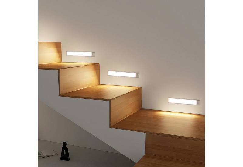 ZMH LED Unterbauleuchte mit Bewegungsmelder Aufladbar Schranklicht USB 1500mAh Flur Cabinet, Augenschutz, Einfache Installtion, LED fest integriert, 3000-6500K, 20CM Dimmbar 3 Farbtemperatur Schrankleuchte Schlafzimmer von ZMH