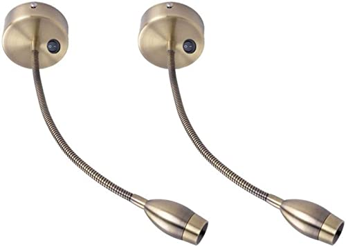 ZMH LED Wandleseleuchte Leselampe Bett Wandmontage Leseleuchte 2er Wandleuchte Bettleuchte Schwanenhals Bronze 3W 3000K Warmweiß aus Kupfer 360° Bettlampe Flexleuchte Lampe Schwanenhals von ZMH