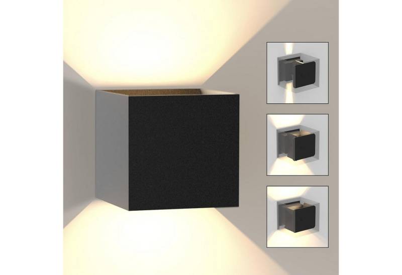 ZMH LED Wandleuchte Außenwandleuchte Schwarz Up Down 7W Wandstrahler Wand Treppenhaus, ‎Energieeffizient, LED fest integriert, 3000k, IP65 Wasserdicht Außenleuchte Flur von ZMH