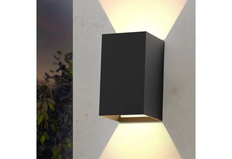 ZMH LED Wandleuchte Außenwandleuchte Schwarz Up Down 7W Wandstrahler Wand Treppenhaus, ‎Energieeffizient, LED fest integriert, 3000k, IP65 Wasserdicht Außenleuchte Flur von ZMH