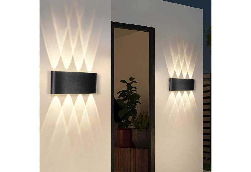 ZMH LED Wandleuchte Außenwandleuchte Schwarz Up Down 7W Wandstrahler Wand Treppenhaus, ‎Energieeffizient, LED fest integriert, 3000k, IP65 Wasserdicht Außenleuchte Flur von ZMH