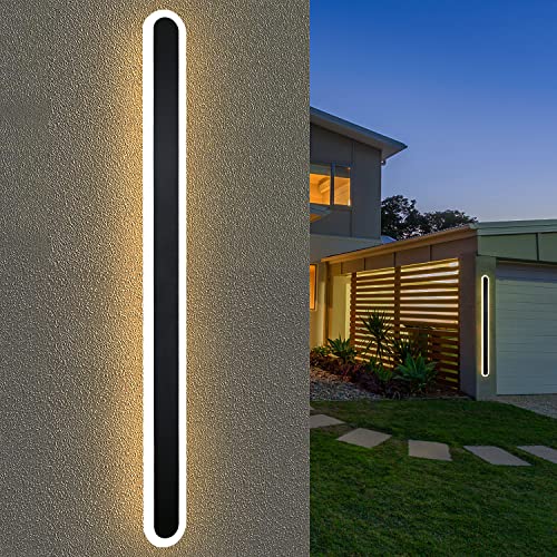 ZMH LED Wandleuchte Aussen Wandlampe: 100cm Schwarz Villa Außenlampe IP65 Wasserdicht Lang Außenleuchte Modern 21W Wandbeleuchtung Außenwandleuchte für Bad Schlafzimmer Garten Treppenhaus Terrasse von ZMH