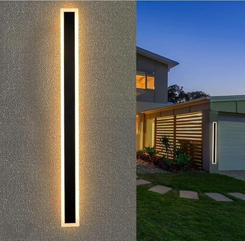 ZMH LED Wandleuchte Aussen Wandlampe: 100cm Schwarz Außenwandleuchte Lang Villa Außenlampe IP65 Wasserdicht Modern Außenleuchte 21W Wandbeleuchtung für Garten Treppenhaus Terrasse von ZMH