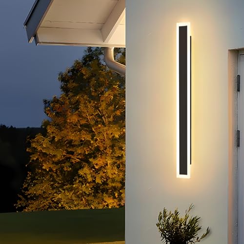 ZMH Wandleuchte Aussen Außenlampe LED : 50cm Wandlampe Innen Lang 10W Außenleuchte Wand Schwarz 3000K Aussenlampe Modern IP65 Außenbeleuchtung Flurlampe für Flur Schlafzimmer Garten Treppenhaus von ZMH