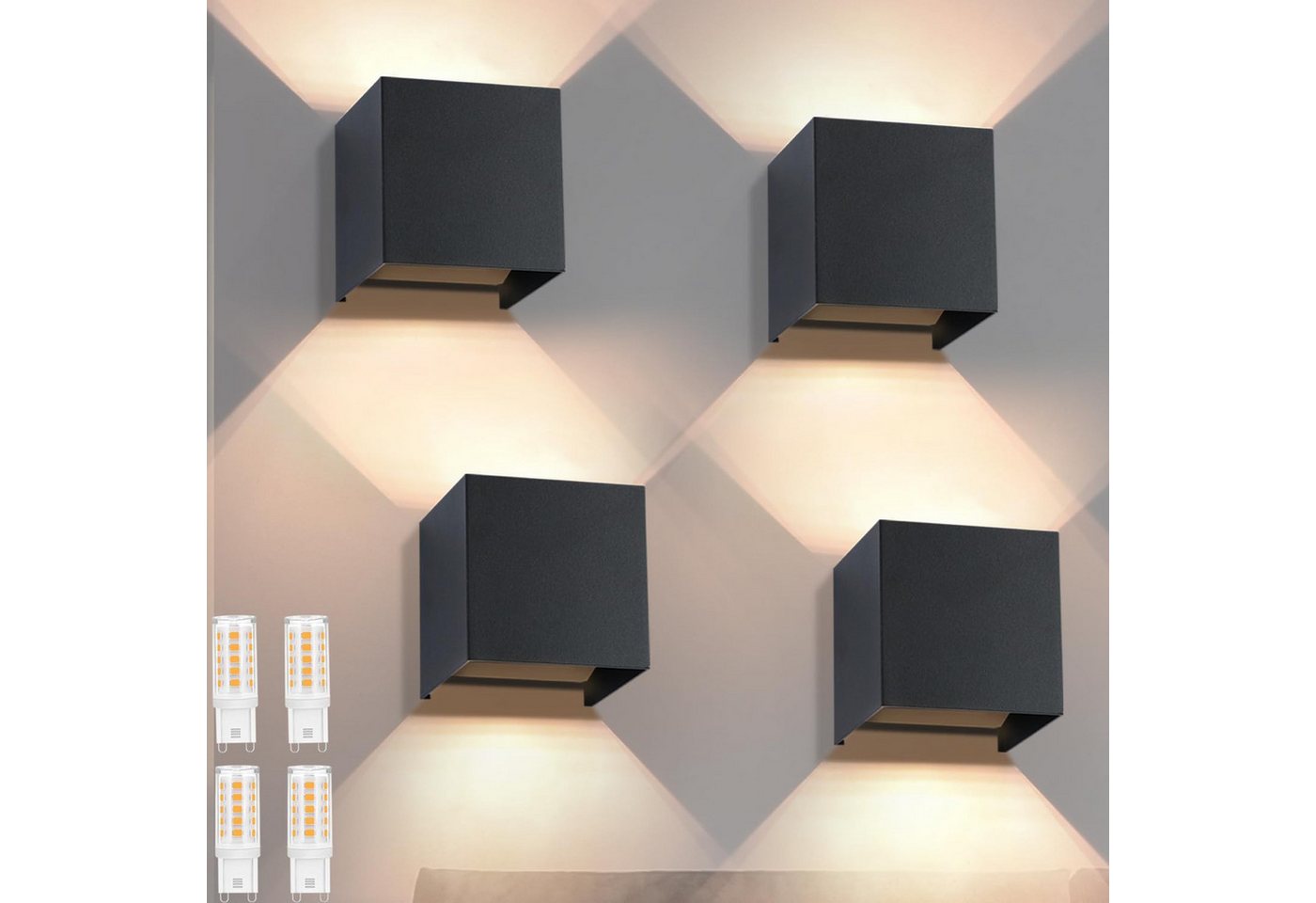 ZMH LED Wandleuchte Innen G9 Außen Up Down Wandlampe Außenwandleuchte Wohnzimmer, Mit Leuchtmittel, 3000K Warmweiß, Einstellbarer Strahl von ZMH