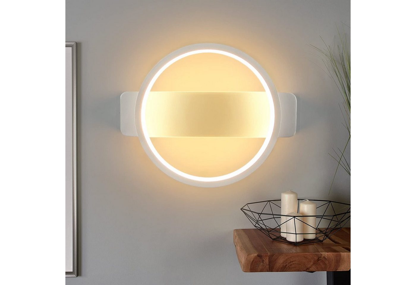 ZMH LED Wandleuchte Innen Modern LED Wandlampe 7W Warmweiß 3000K, 1 Stück, LED fest integriert, Warmweiß, Weiß von ZMH