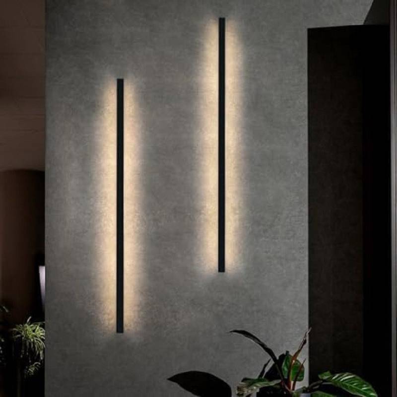 ZMH LED Wandleuchte Innen Schwarz 60/80/100CM Wandlampe 3000K Modern Flur Schlafzimmer, Hochwertige Material, LED fest integriert, Warmweiß, Schwarze Bettlampe Wandbeleuchtung für Treppenhaus von ZMH