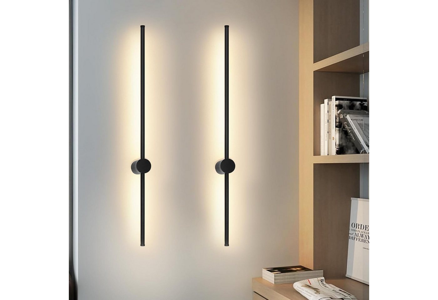 ZMH LED Wandleuchte Innen Schwarz Modern 60//100CM Wanlampe Schwenkbar Treppenhaus, Augenschutz, Einfache Installtion, LED fest integriert, Warmweiß ZMH LED Wandleuchte Innen Schwarz Modern 60//100CM Wanlampe Schwenkbar Treppenhaus, Augenschutz, Einfache Installtion, LED fest integriert, Warmweiß von ZMH