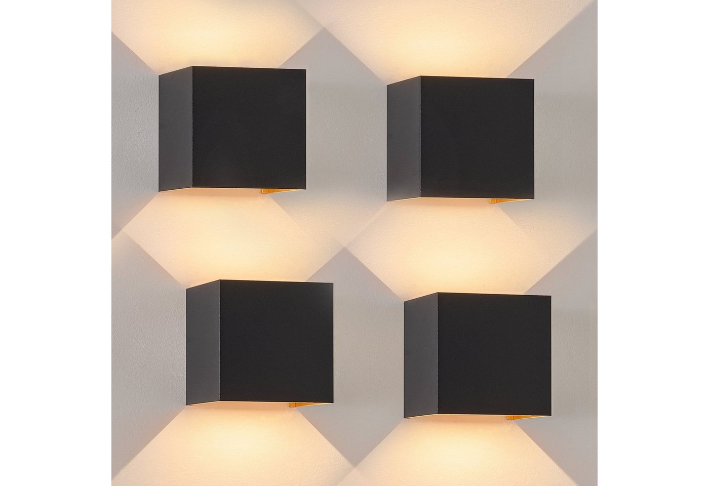 ZMH LED Wandleuchte Innen Wandlampe 5W Außenlampe Warmweiß Wand Flur, LED fest integriert, Wand Flur Schwarz-Gold von ZMH