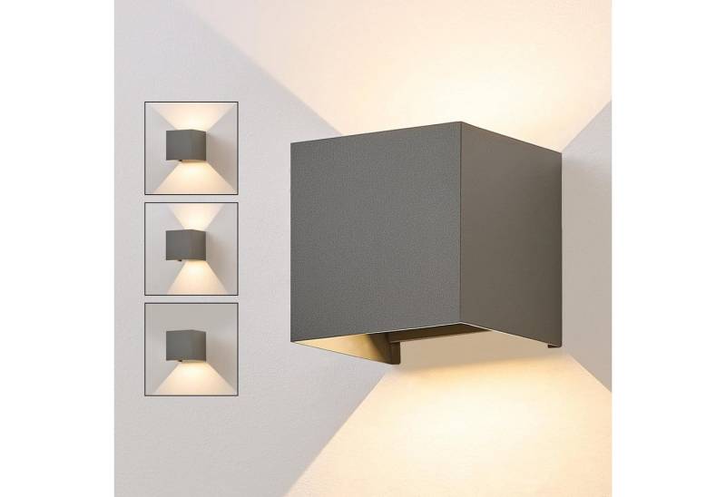 ZMH LED Wandleuchte Innen 1ER Wandlampe - Up And Down LED Außenwandleuchten 5W, Hochwertige Material, LED fest integriert, 3000k, Einstellbarer Abstrahlwinkel, Wasserdicht, Weiß/Grau von ZMH