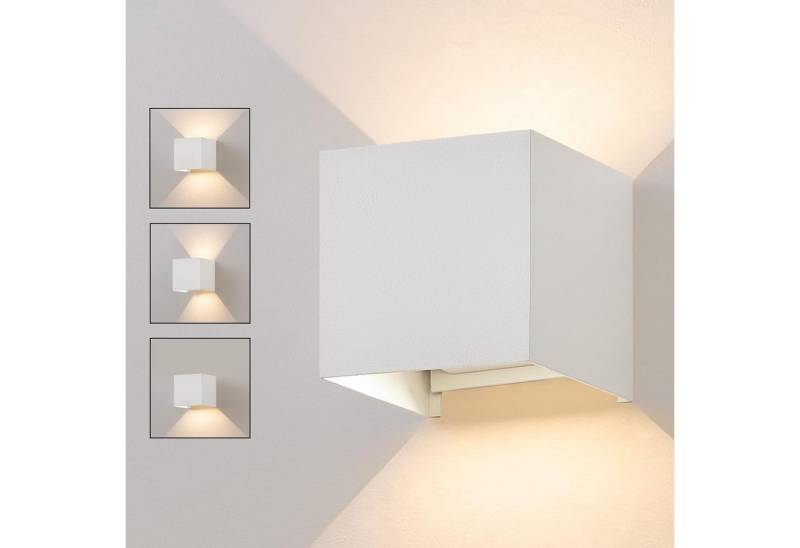 ZMH LED Wandleuchte Innen 1ER Wandlampe - Up And Down LED Außenwandleuchten 5W, Hochwertige Material, LED fest integriert, 3000k, Einstellbarer Abstrahlwinkel, Wasserdicht, Weiß/Grau von ZMH