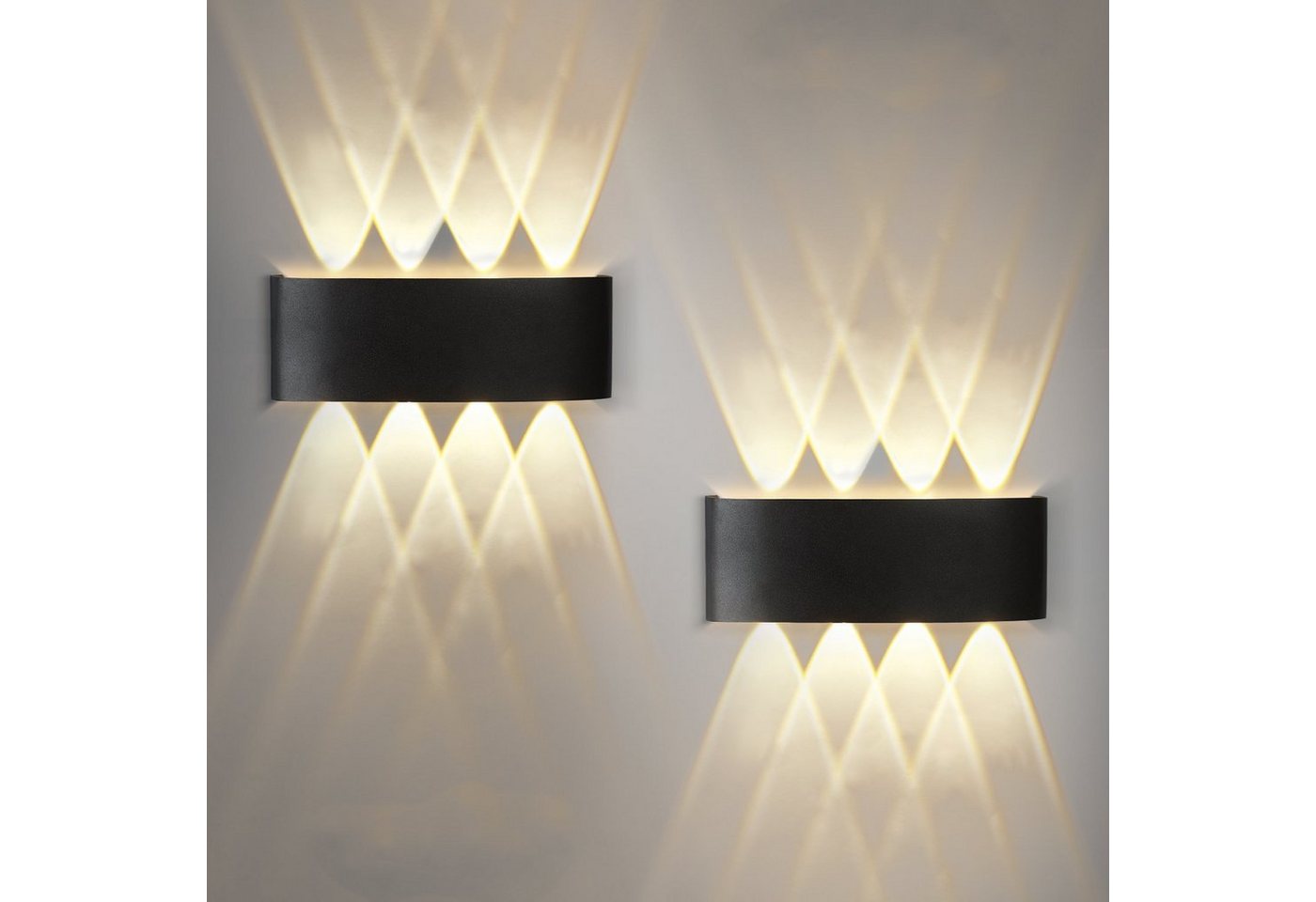 ZMH LED Wandleuchte Wandlampe Schwarz - Modern Außenwandleuchte Schlafzimmer, 3000k, Wasserdicht von ZMH