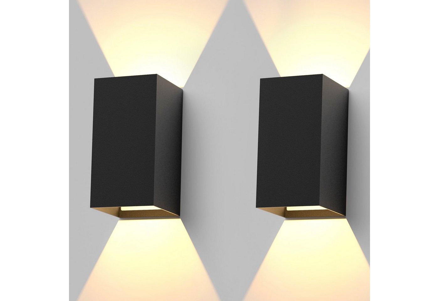 ZMH LED Wandleuchte Wandlampe Schwarz - Modern Außenwandleuchte Schlafzimmer, LED fest integriert, 3000k, Wasserdicht von ZMH
