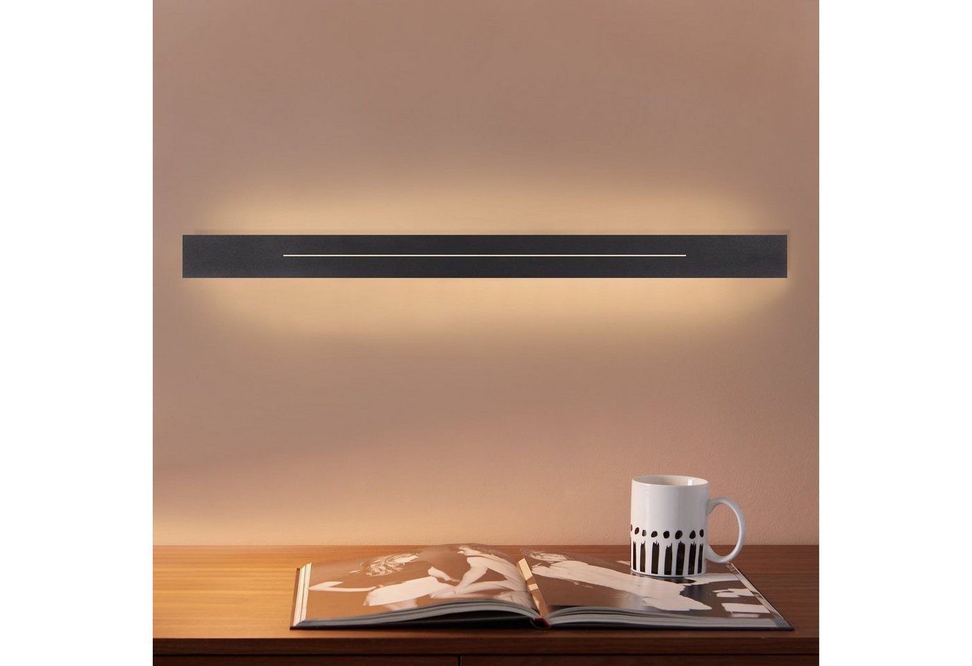 ZMH LED Wandleuchte Wandlampe innen weiß/schwarz 30cm 60cm 100cm, LED fest integriert, warmweiß, 60cm Schwarz von ZMH