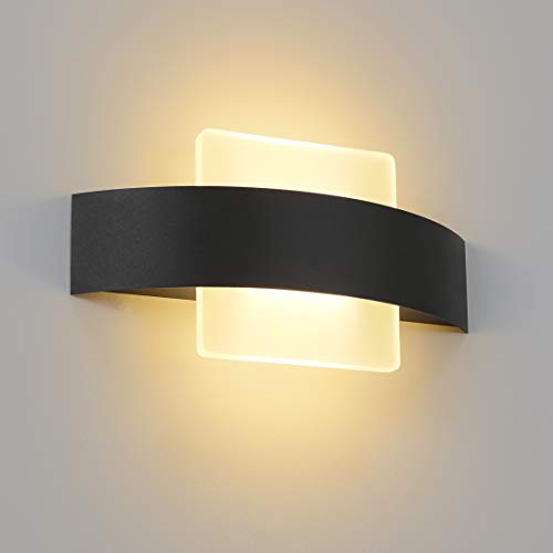 ZMH LED Wandleuchte Innen Wandlampe Wohnzimmer - Flurlampe 23.5CM Schlafzimmer Acryl Bettlampe 3000K Warmweiß 7W Schwarz Nachtlampe Modern Flur für Hotel Arbeitszimmer Treppenhaus Küche Badezimmer von ZMH