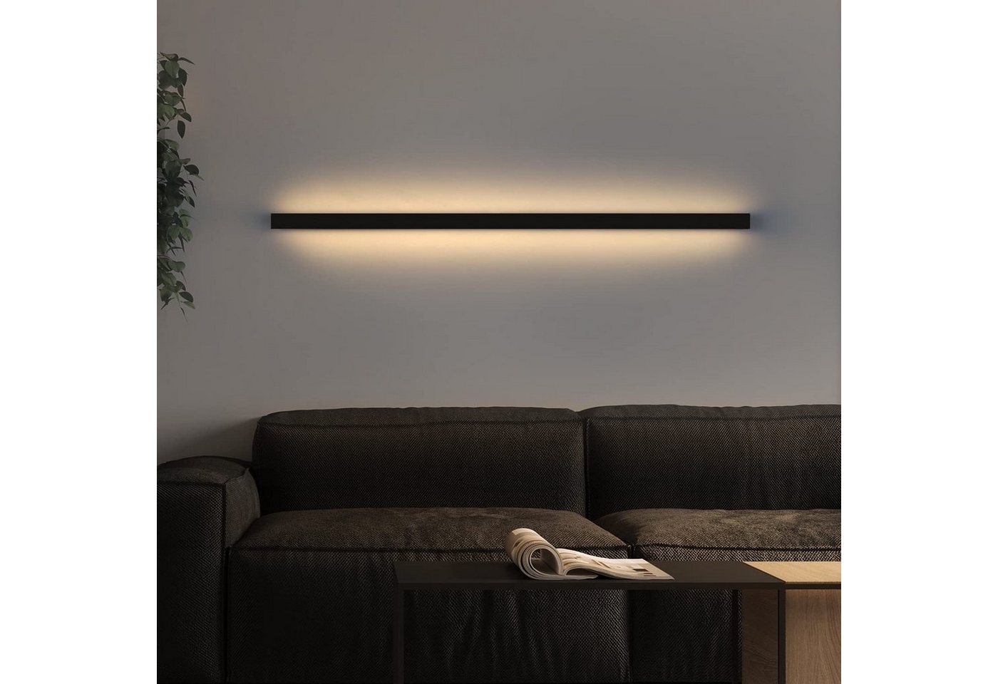 ZMH LED Wandleuchte innen Modern Flur Schwarz Beleuchtung Wohn- Kinder- Schlafzimmer, LED fest integriert, 3000K warmweiß, 80cm von ZMH