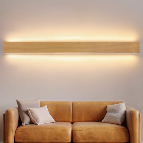 ZMH LED Wandleuchte innen Wandlampe Holz - 100 CM 36W Modern Flurlampe Wand Up und Down Leuchte Indirekt 3000K Warmweiß Wandbeleuchtung für Wohnzimmer Schlafzimmer Flur Treppenhaus von ZMH