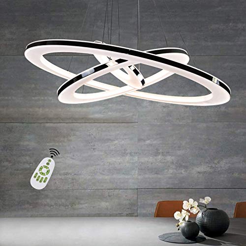 ZMH Moderne LED Pendelleuchte esstisch 60 W Led 3-Ring led dimmbar Fernbedienung Hängeleuchte Wohnzimmer Deckenleuchte Schlafzimmer Höhenverstehbar Hängelampe Kronleuchte von ZMH