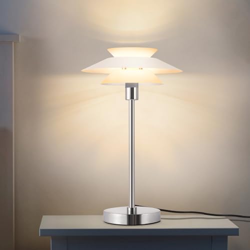 ZMH Nachttischlampe Wohnzimmer Tischlampe Moderne Weiß Tischleuchte Vintage E14 1 Flammig Nachtlampe für Schlafzimmer Arbeitzimmer Schreibtisch Kinderzimmer ohne Leuchtmittel (Max. 40W) von ZMH