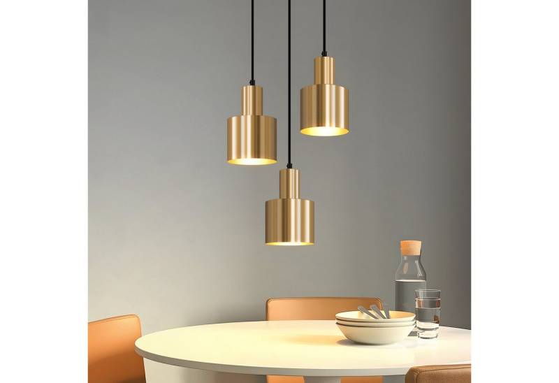 ZMH Pendelleuchte Esszimmer 3 Flammig Gold E27 Hängelampe Metall Schlafzimmer Flur, Einfache Installation, ohne Leuchtmittel, Vintage Esstischlampe für Schlafzimmer Küche von ZMH