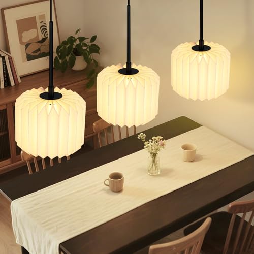 ZMH Pendelleuchte Esstisch Hängelamp Schlafzimmer - Hängeleuchte Vintage Wohnzimmer Esszimmerlampe Lampenschirm Papier 3 Flammig Lang Pendellampe G9 Höhenverstellbar Esstischlampe (ohne Leuchtmittel) ZMH Pendelleuchte Esstisch Hängelamp Schlafzimmer - Hängeleuchte Vintage Wohnzimmer Esszimmerlampe Lampenschirm Papier 3 Flammig Lang Pendellampe G9 Höhenverstellbar Esstischlampe (ohne Leuchtmittel) von ZMH