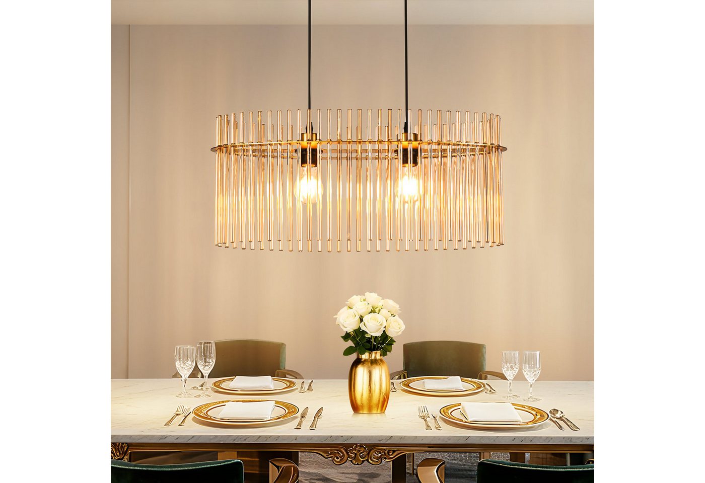 ZMH Pendelleuchte Esstisch Hängelampe 3 Flammig - E27 Vintage, ohne Leuchtmittel, Esszimmerlampe Hängend Glas Ø 16 cm ZMH Pendelleuchte Esstisch Hängelampe 3 Flammig - E27 Vintage, ohne Leuchtmittel, Esszimmerlampe Hängend Glas Ø 16 cm von ZMH