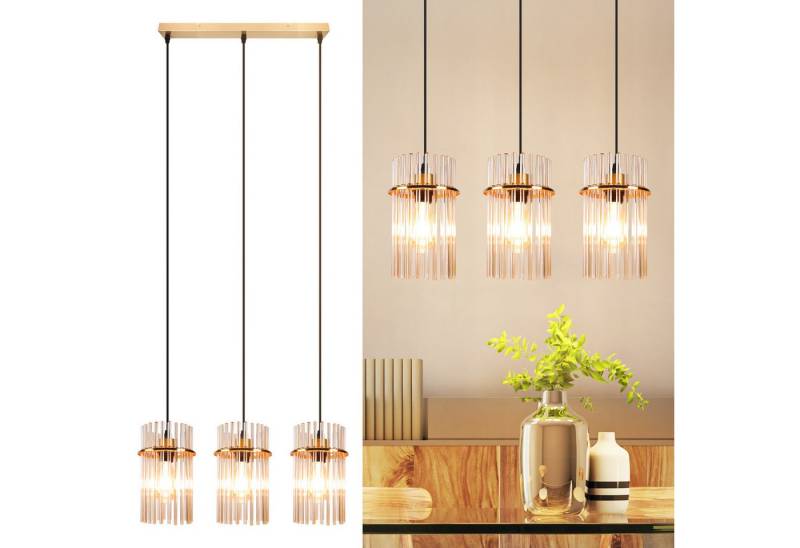 ZMH Pendelleuchte Esstisch Hängelampe 3 Flammig - E27 Vintage, ohne Leuchtmittel, Esszimmerlampe Hängend Glas Ø 16 cm ZMH Pendelleuchte Esstisch Hängelampe 3 Flammig - E27 Vintage, ohne Leuchtmittel, Esszimmerlampe Hängend Glas Ø 16 cm von ZMH