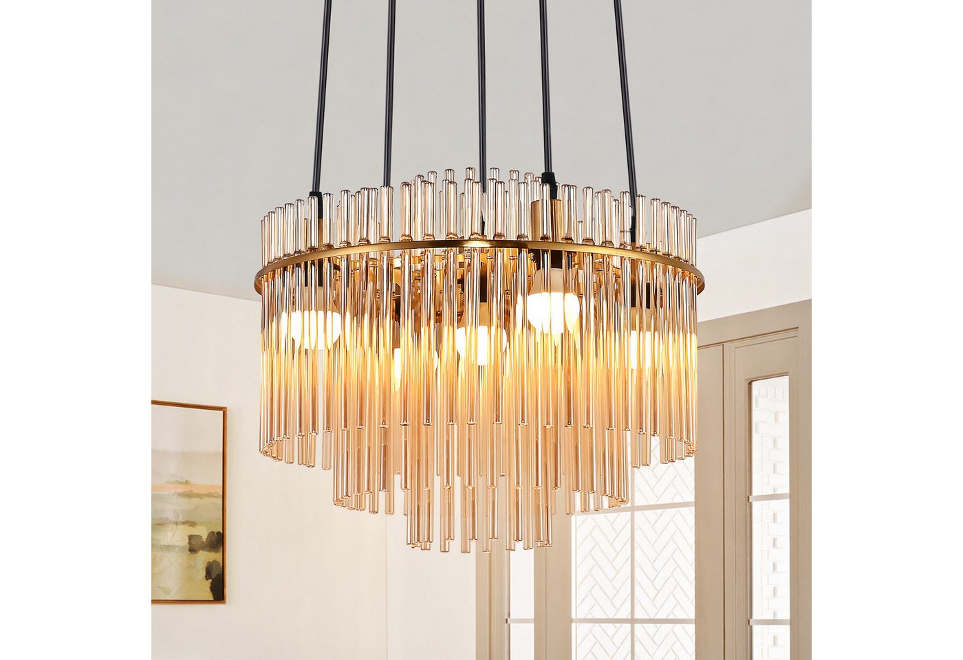 ZMH Pendelleuchte Esstisch Hängelampe 3 Flammig - E27 Vintage, ohne Leuchtmittel, Esszimmerlampe Hängend Glas Ø 16 cm ZMH Pendelleuchte Esstisch Hängelampe 3 Flammig - E27 Vintage, ohne Leuchtmittel, Esszimmerlampe Hängend Glas Ø 16 cm von ZMH