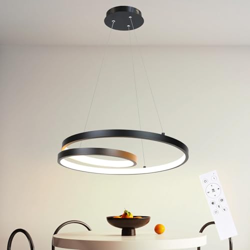 ZMH Pendelleuchte Esstisch Hängelampe LED: 40CM Schwarz Hängend Lampe Dimmbar Hängeleuchte Design Esszimmerlampe Modern Esstischlampe mit Fernbedienung Pendellampe für Wohnzimmer Schlafzimmer Küche von ZMH