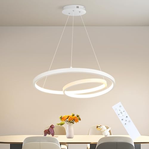 ZMH Pendelleuchte Esstisch Hängelampe LED: 40CM Weiß Hängend Lampe Dimmbar Hängeleuchte Design Esszimmerlampe Modern Esstischlampe mit Fernbedienung Pendellampe für Wohnzimmer Schlafzimmer Küche von ZMH