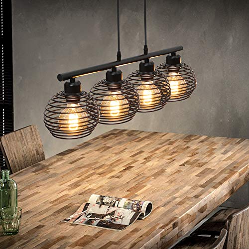 ZMH Pendelleuchte Esstisch Hängelampe Vintage: Schwarz Esstischlampe E27 Esszimmerlampe Retro Küche Industrial Hängeleuchte aus Metall Pendellampe für Esszimmer Wohnzimmer Arbeitszimmer Büro von ZMH