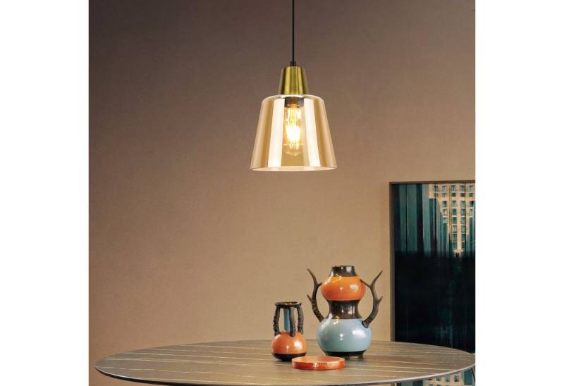 ZMH Pendelleuchte Esszimmer 1/3 Flammig E27 Transparent Hängeleuchte Schlafzimmer Hotel, Einfache Installation, ohne Leuchtmittel, Glas E27 Hängeleuchte Retro Esszimmerlampe von ZMH