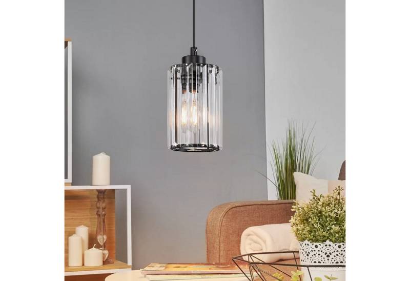 ZMH Pendelleuchte Esszimmer 1 Flammig Schwarz Modern Hängelampe Wohnzimmer Flur, Augenschutz, Einfache Installtion, ohne Leuchtmittel, Kristall Schwarz Schlafzimmer Hängeleuchte von ZMH