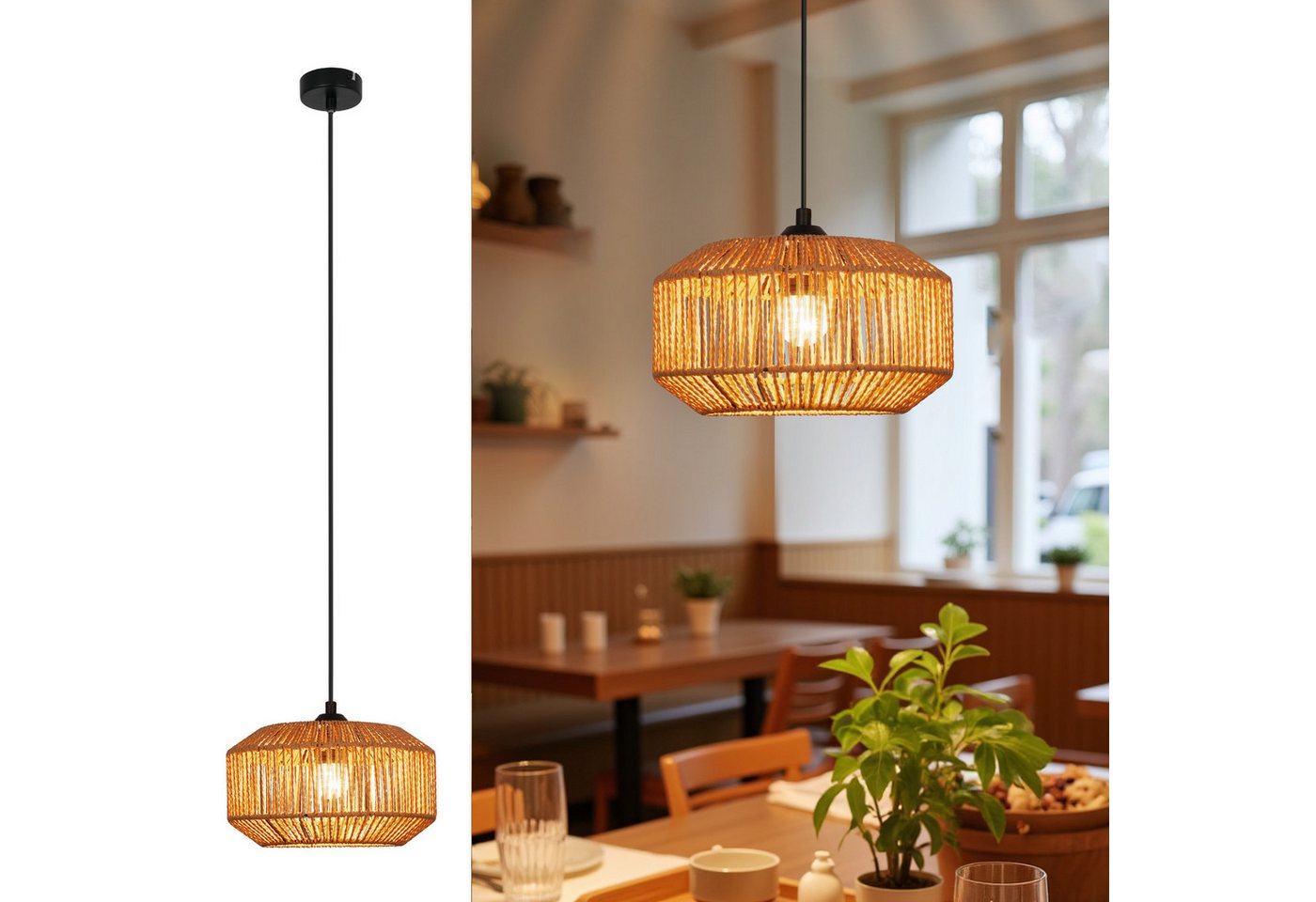 ZMH Pendelleuchte Esszimmer 1 Flammig Vintage Laterne Design Hängeleuchte E27 Flur, Hochwertige Design, ohne Leuchtmittel, kurzes laternenförmiges Flechtdesign Hanfseil Esstischlampe ZMH Pendelleuchte Esszimmer 1 Flammig Vintage Laterne Design Hängeleuchte E27 Flur, Hochwertige Design, ohne Leuchtmittel, kurzes laternenförmiges Flechtdesign Hanfseil Esstischlampe von ZMH