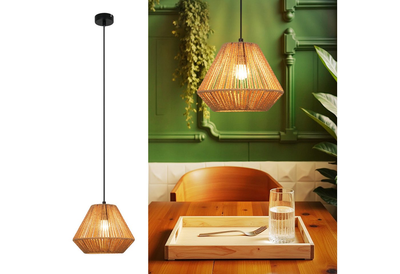ZMH Pendelleuchte Esszimmer 1 Flammig Vintage Laterne Design Hängeleuchte E27 Flur, Hochwertige Design, ohne Leuchtmittel, rautenförmiges gewebtes Design Hanfseil Esstischlampe für Schlafzimmer ZMH Pendelleuchte Esszimmer 1 Flammig Vintage Laterne Design Hängeleuchte E27 Flur, Hochwertige Design, ohne Leuchtmittel, rautenförmiges gewebtes Design Hanfseil Esstischlampe für Schlafzimmer von ZMH