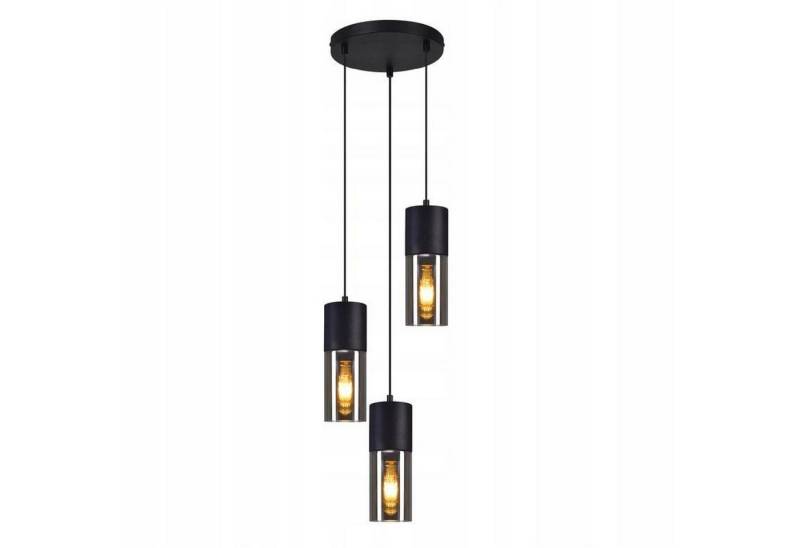 ZMH Pendelleuchte Esszimmer 3 Flammig Schwarz E27 Fassung Pendellampe für Küche Flur, DIY-Beleuchtung, ohne Leuchtmittel, Verstellbare Hängeleuchte Lampenschirm Glas Schlafzimmer von ZMH
