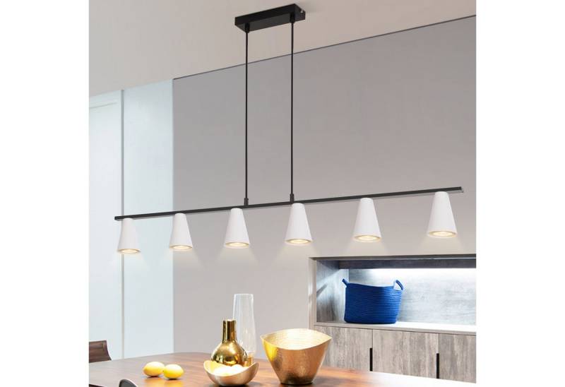 ZMH Pendelleuchte Esszimmer 4/6 Flammig GU10 Modern Hängeleuchte Wohnzimmer Flur, Einfache Installation, ohne Leuchtmittel, 150CM Schwarz-Weiß Esstischlampe hängend Industrial Küche von ZMH