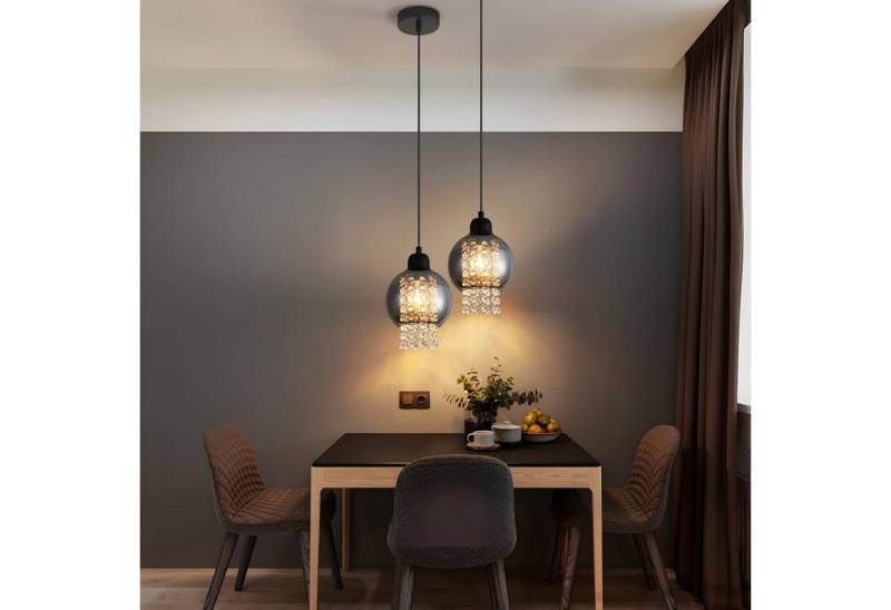 ZMH Pendelleuchte Esszimmer E27 1 Flammig Hängelampe Wohnzimmer Glas Modern für Küche, Einfache Installation, ohne Leuchtmittel, Modern Pendellampe Kristall Schlafzimmer von ZMH