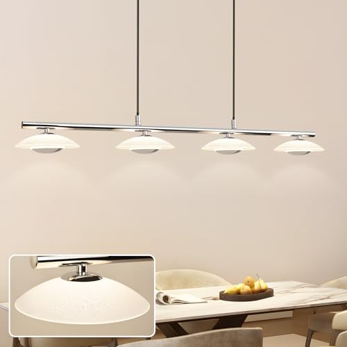 ZMH Pendelleuchte LED Hängelampe Esstisch - Esszimmerlampe Modern Design Esszimmer Hängeleuchte Wohnzimmer 4 Flammig 3000K Warmweiß Chrom Glas Metall Pendellampe für Schlafzimmer Küche von ZMH