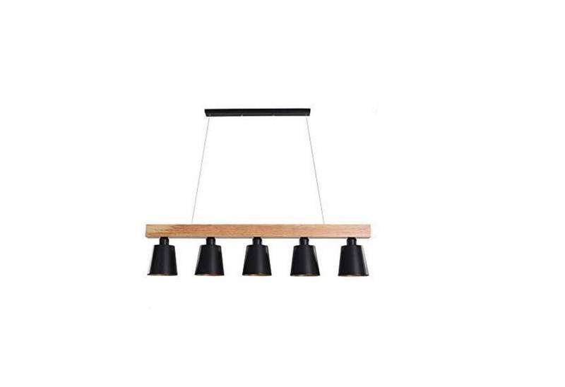ZMH Pendelleuchte Vintage Retro Esstisch 5-Flammig Holz Metall E27 Esstisch, LED wechselbar von ZMH
