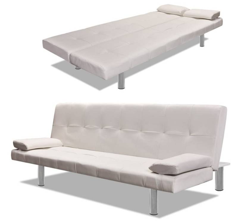 ZMH Schlafsofa mit 2 Kissen Kunstleder Sofa Ausziehbar Schwarz/Weiß, Set 5 Teile, Einfach in ein Bett zu verwandeln von ZMH
